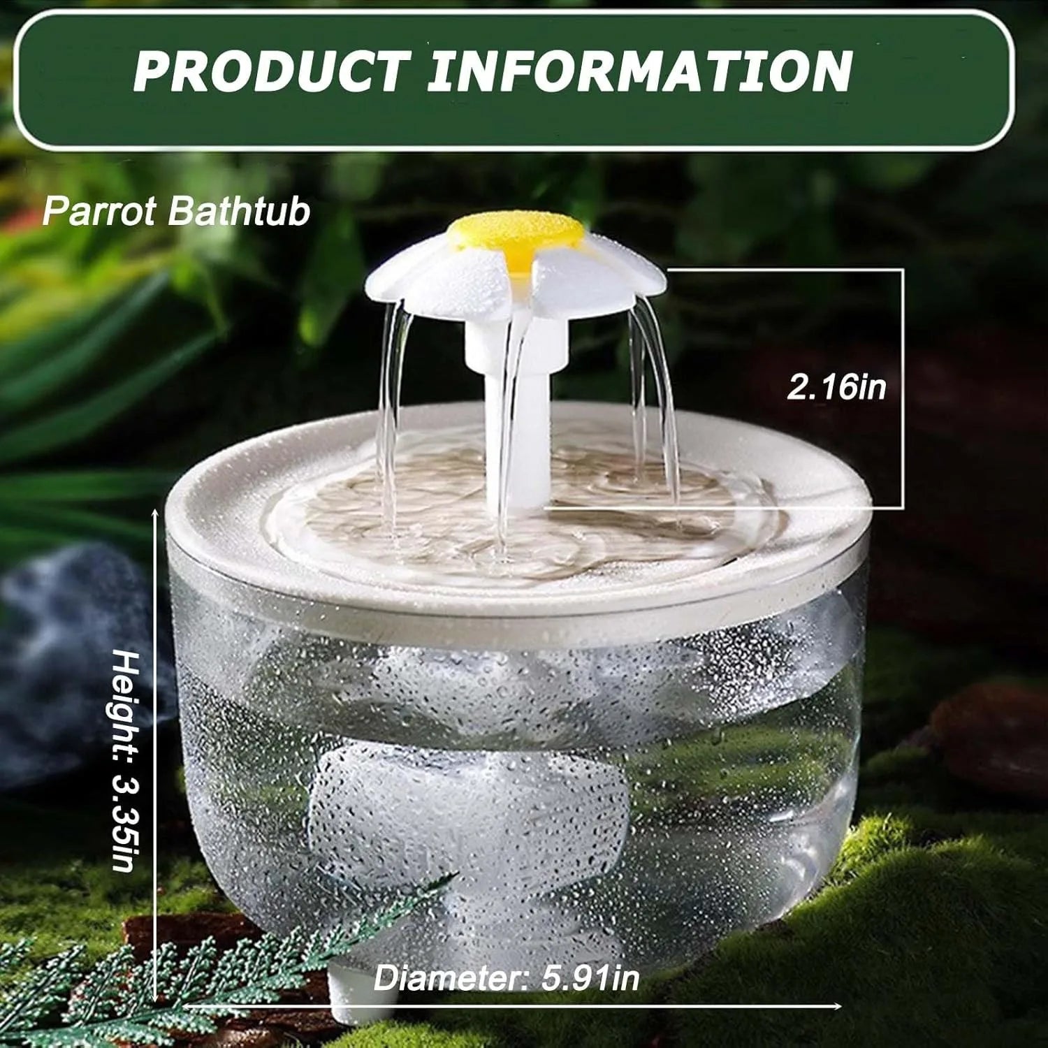 Indoor Bird Bath Fountain Automatic Shower Tub with Filter Pump Easy Clean for Small Medium Parrot Pets