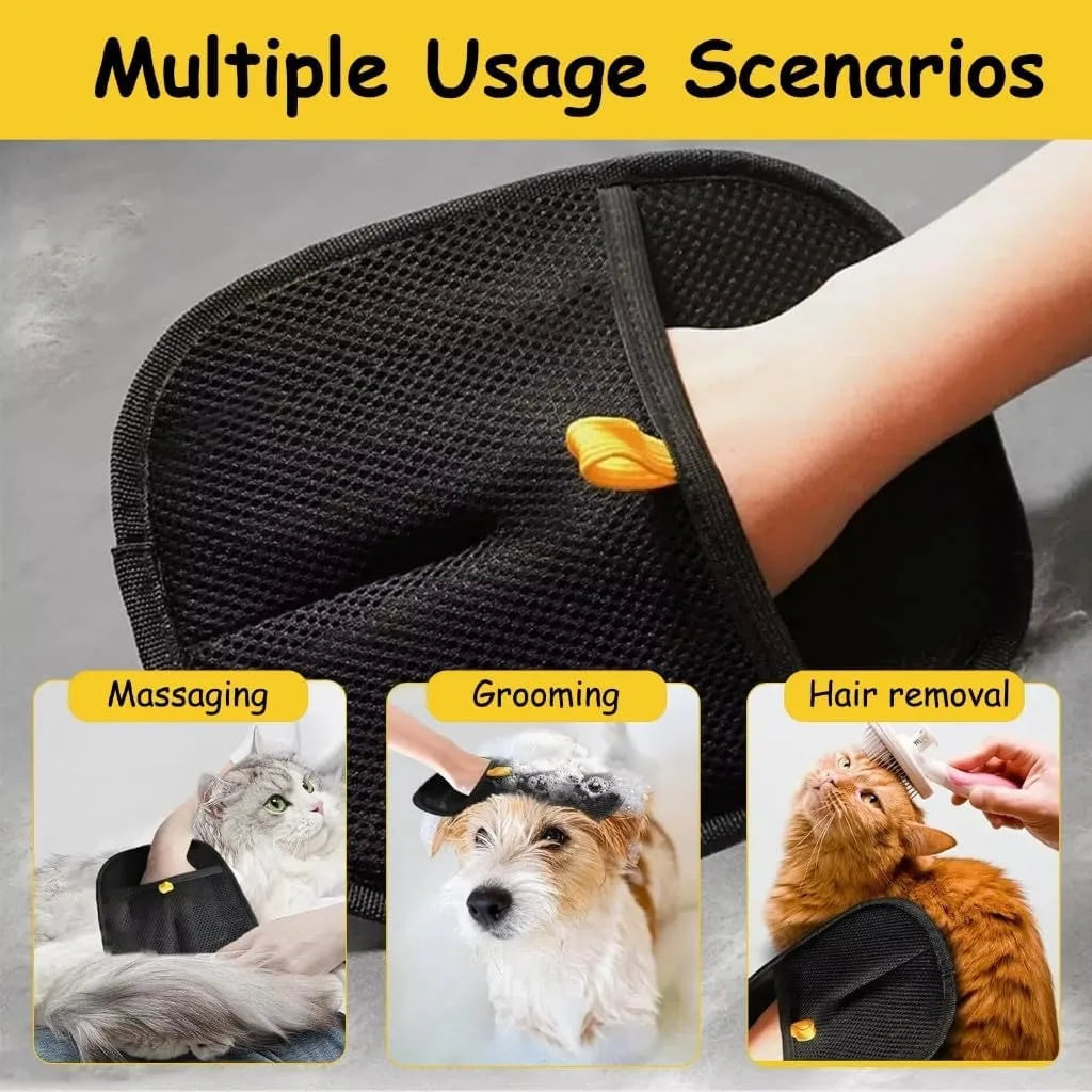 Pet Hair Remover Glove Reusable Electrostatic Grooming Tool For Dogs Cats Removes Fur From Furniture Clothes Carpet Car