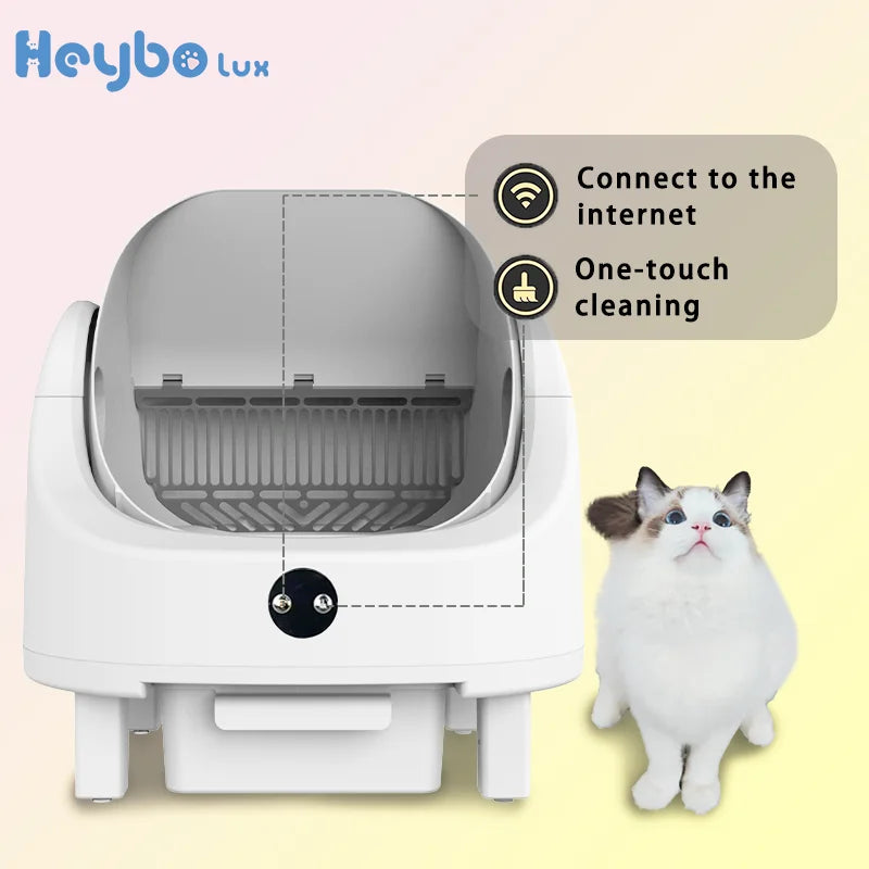 HeyboLux Large Capacity Self Cleaning Cat Litter Box with Safety App Control Odor Free