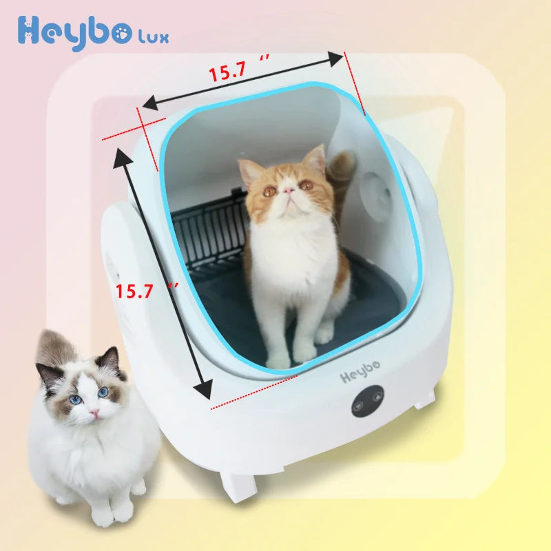 HeyboLux Large Capacity Self Cleaning Cat Litter Box with Safety App Control Odor Free