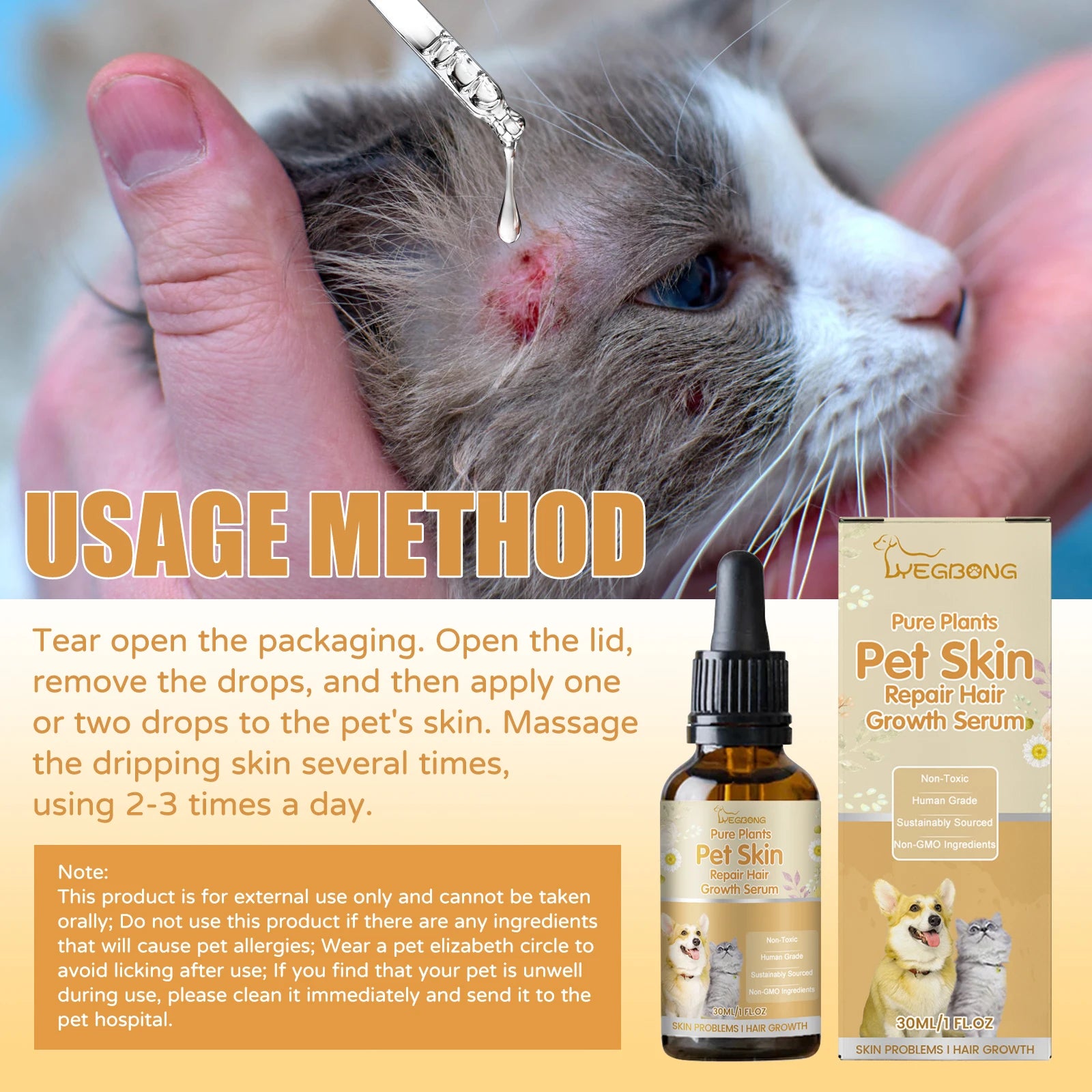 Yegbong Pet Skin Care Essences Gentle Cleaning Moisturizing Repairing Damaged Skin Nourishing Relief Discomfort for Pet Grooming