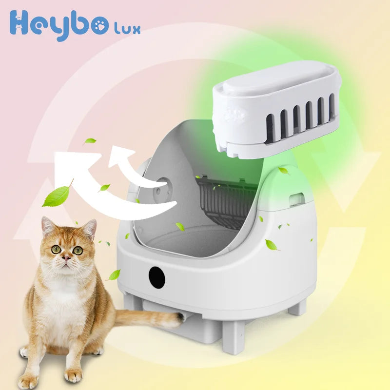 HeyboLux Large Capacity Self Cleaning Cat Litter Box with Safety App Control Odor Free