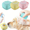 Silicone Pet Bath Brush with Shampoo Dispenser, Massage & Deep Cleaning