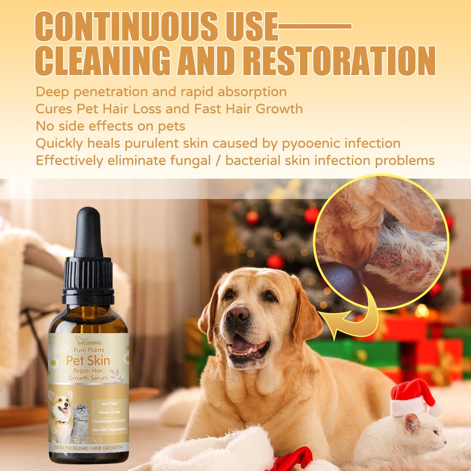 Yegbong Pet Skin Care Essences Gentle Cleaning Moisturizing Repairing Damaged Skin Nourishing Relief Discomfort for Pet Grooming