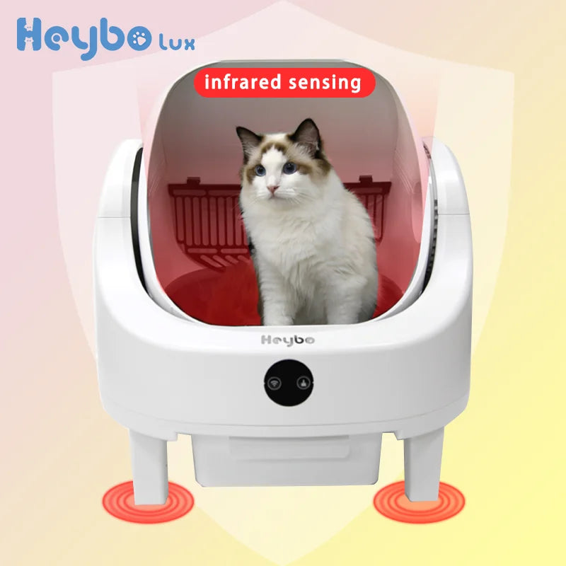 HeyboLux Large Capacity Self Cleaning Cat Litter Box with Safety App Control Odor Free