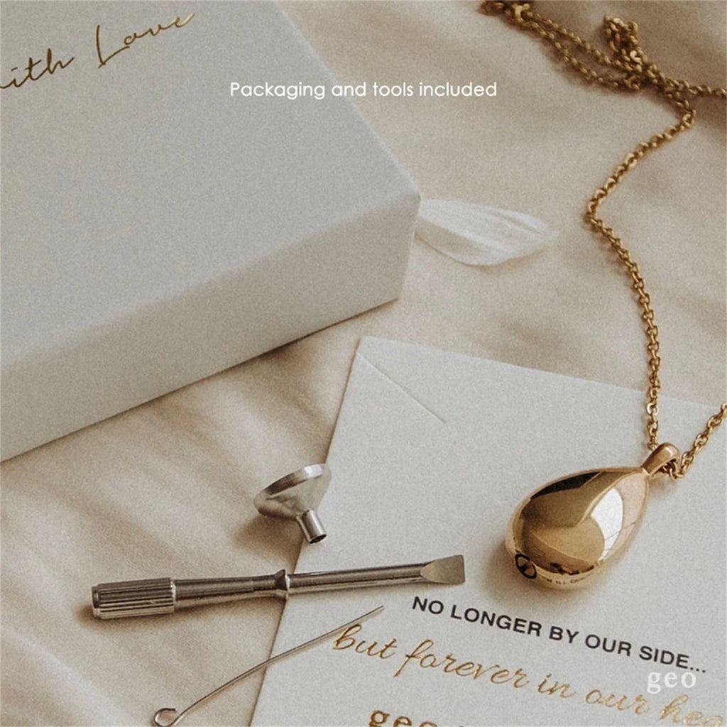 Personalized Teardrop Urn Necklace Pendant for Ashes Cremation Jewelry