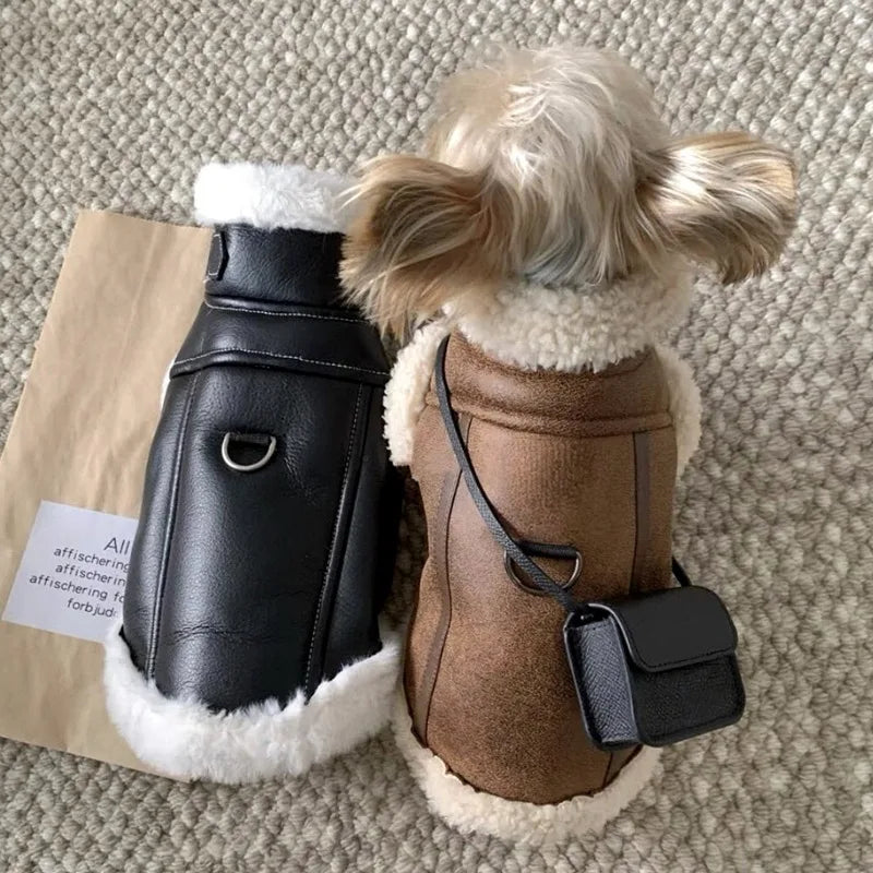 Pet Padded Vest Solid-Colour Dog Clothes Teddy Winter Warmth Cotton Coat Small Dog Sleeveless Jacket with Traction Buckle