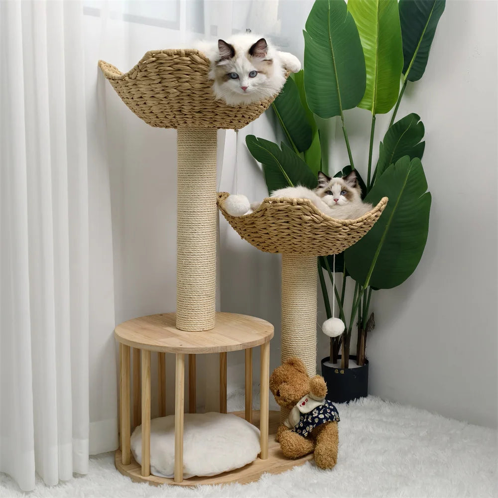 3-Tier Cat Tree do Sisal Rope Scratching Posts and Hanging Toy Tower for Indoor Kitties