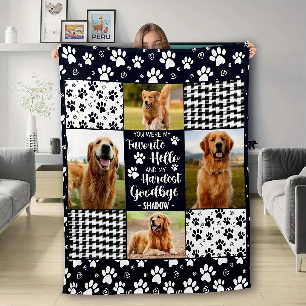 1pc Personalized Pet Photo Blanket | Custom Pet Memorial Gifts for Loss of Pet Sympathy Gifts