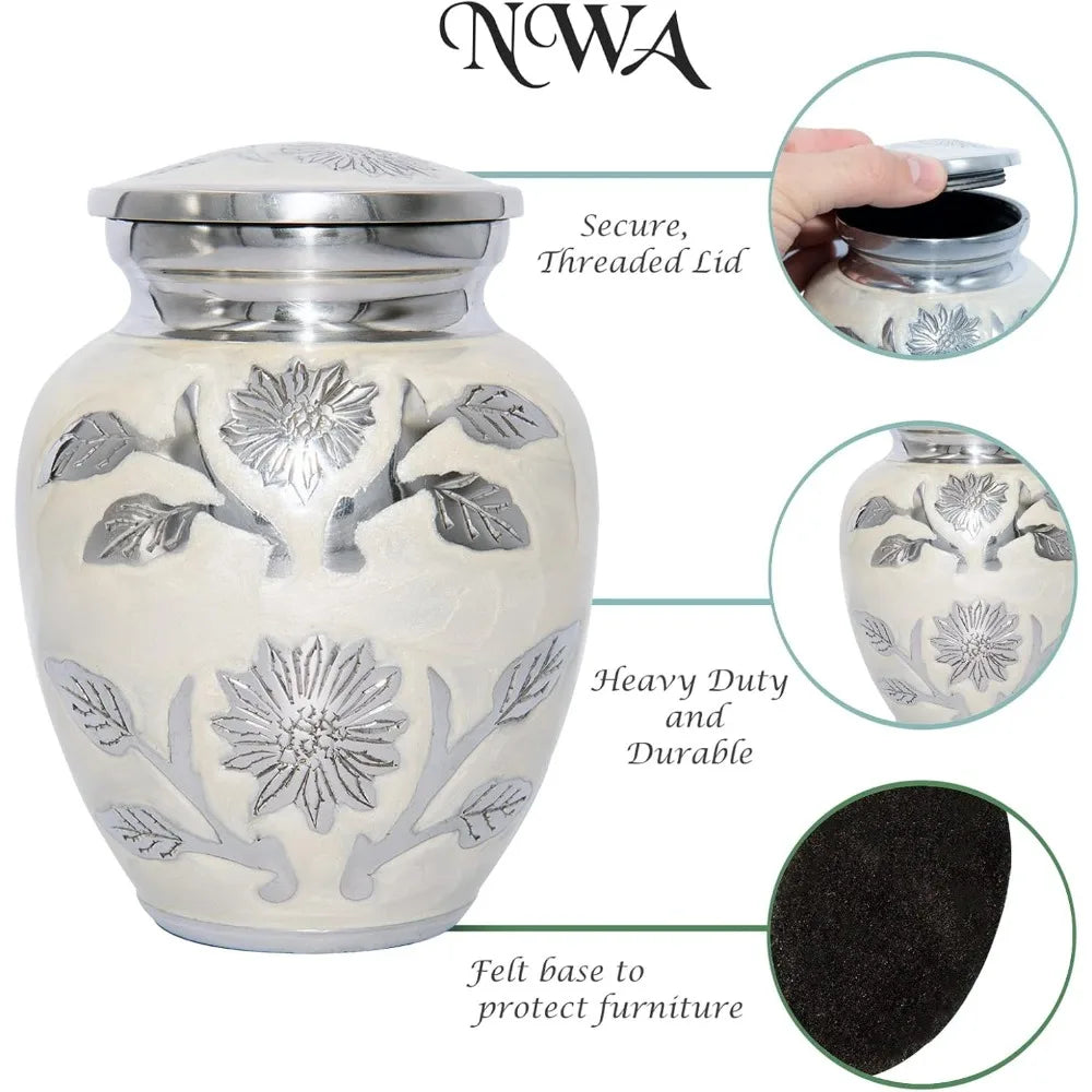 Medium Size Personalized Funeral Urn for Pets or Humans with Velvet Bag and Customization Options