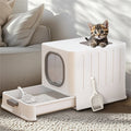 Cat Litter Box Tray Hood Covered Large Entrance Front and Top Access with Lid toilet Scoop
