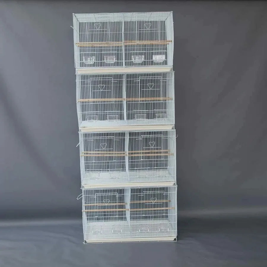Lot of 4 Breeding Bird Carrier Cages with Dividers for Parakeets and Lovebirds in White Ideal for Safe Transport