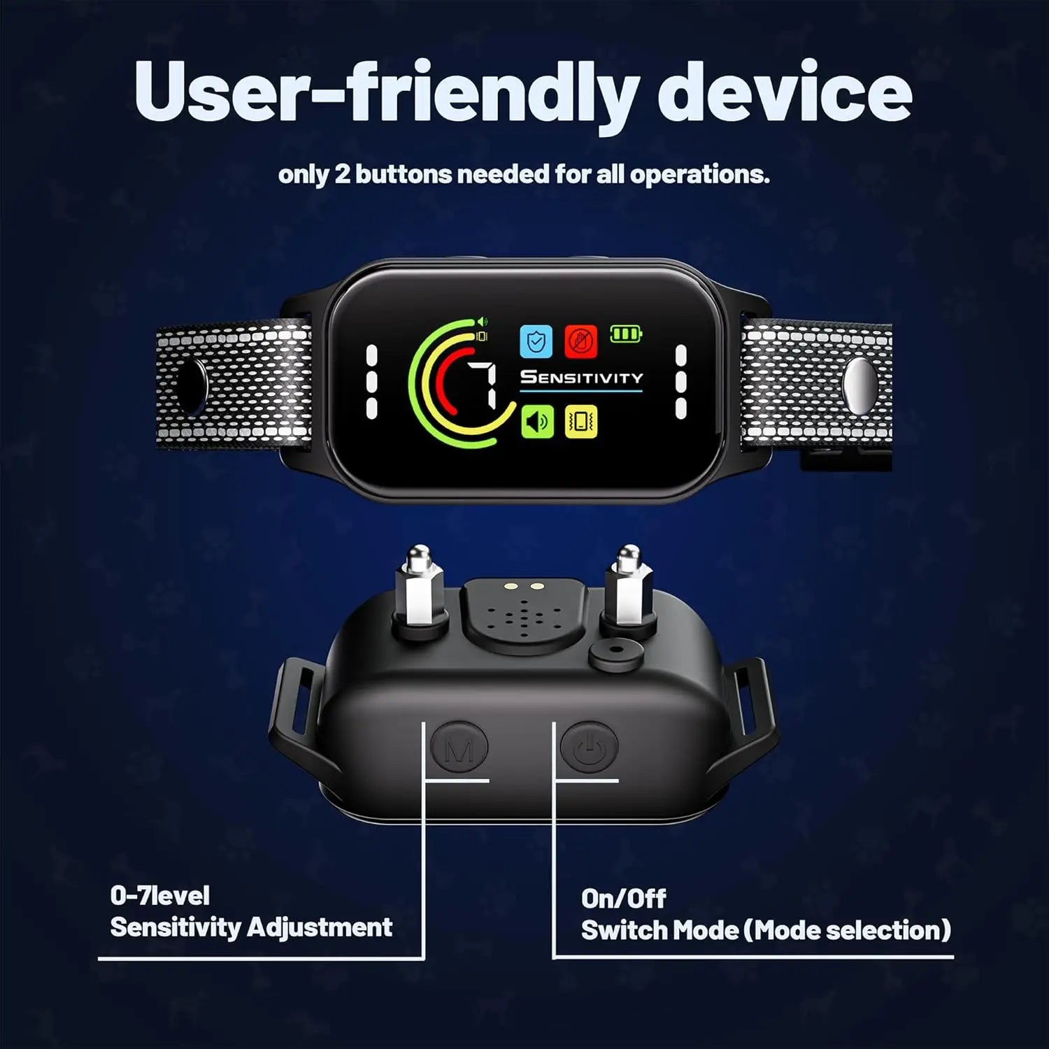 2 Pack Dog Bark Collar with 7 Sensitivity Levels & 5 Training Modes for Dogs 8-120lbs, Waterproof