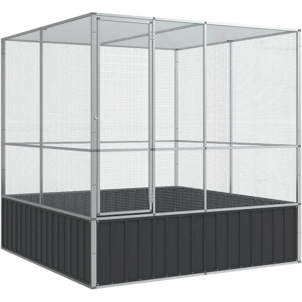 Large Galvanized Steel Aviary for Birds, Outdoor/Indoor Cage, Suitable for Cockatiels & Parakeets, 83.1x81.5x83.5