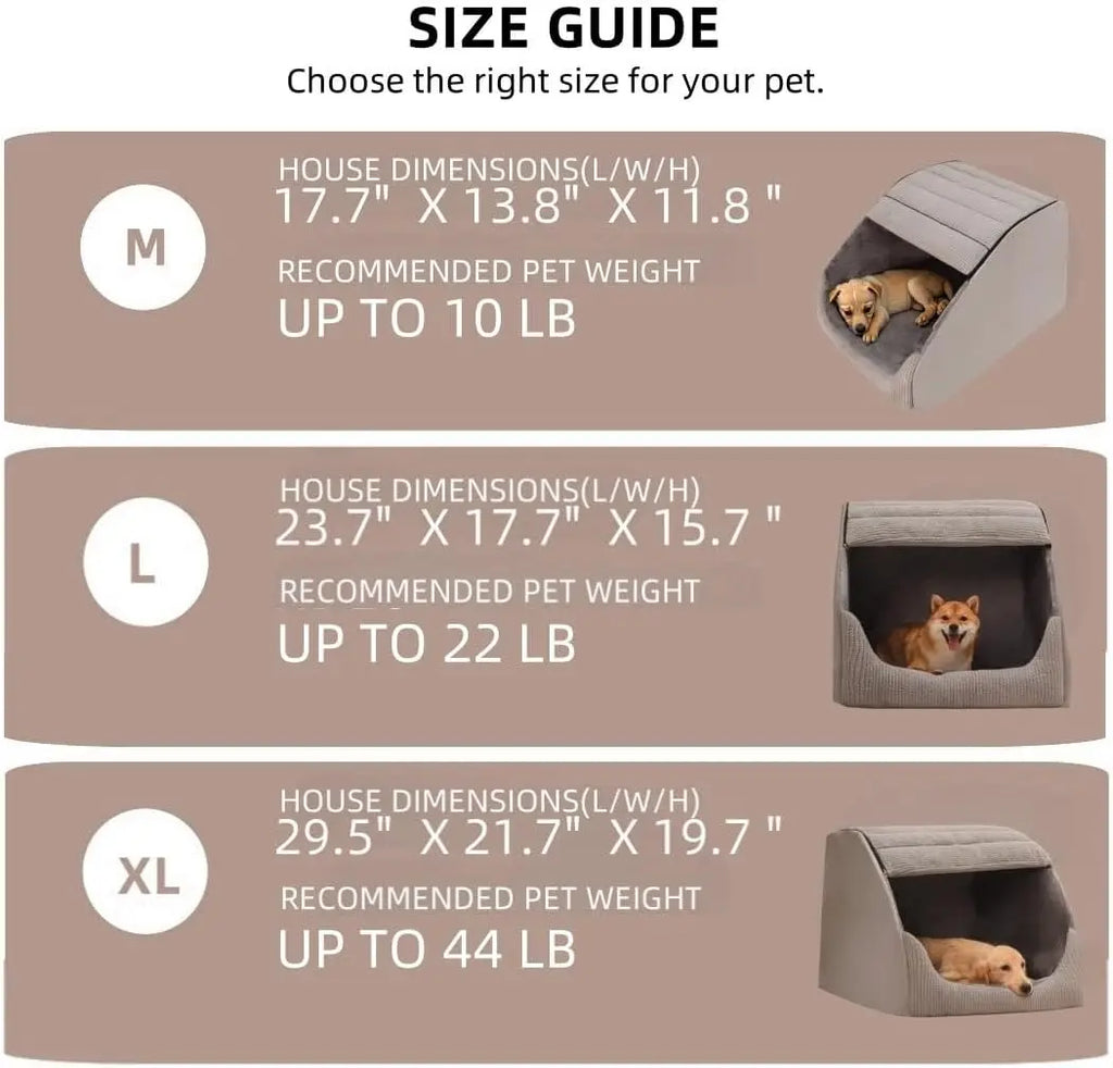 Extra Large Dog Bed House, 30D Memory Sponge, Cozy Indoor Plush Cave Crate with Non-Slip Bottom