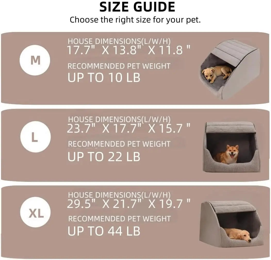 Extra Large Dog Bed House, 30D Memory Sponge, Cozy Indoor Plush Cave Crate with Non-Slip Bottom