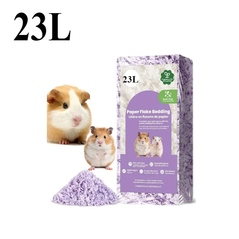 23L/50L Paper Small Pet Bedding Odor Control Dust-Free Moisture Absorbent Natural Shavings Bedding