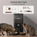 Automatic Cat Feeder for Two Cats, Double Pet Feeder with 2 Stainless Steel Bowls,6L Timed Feeders with Memory Function