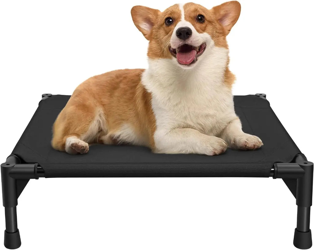 Elevated Cooling Pet Bed with Metal Frame, Raised Cot for Dogs and Cats, Small Size 18.5x18.5x5.5 Inches