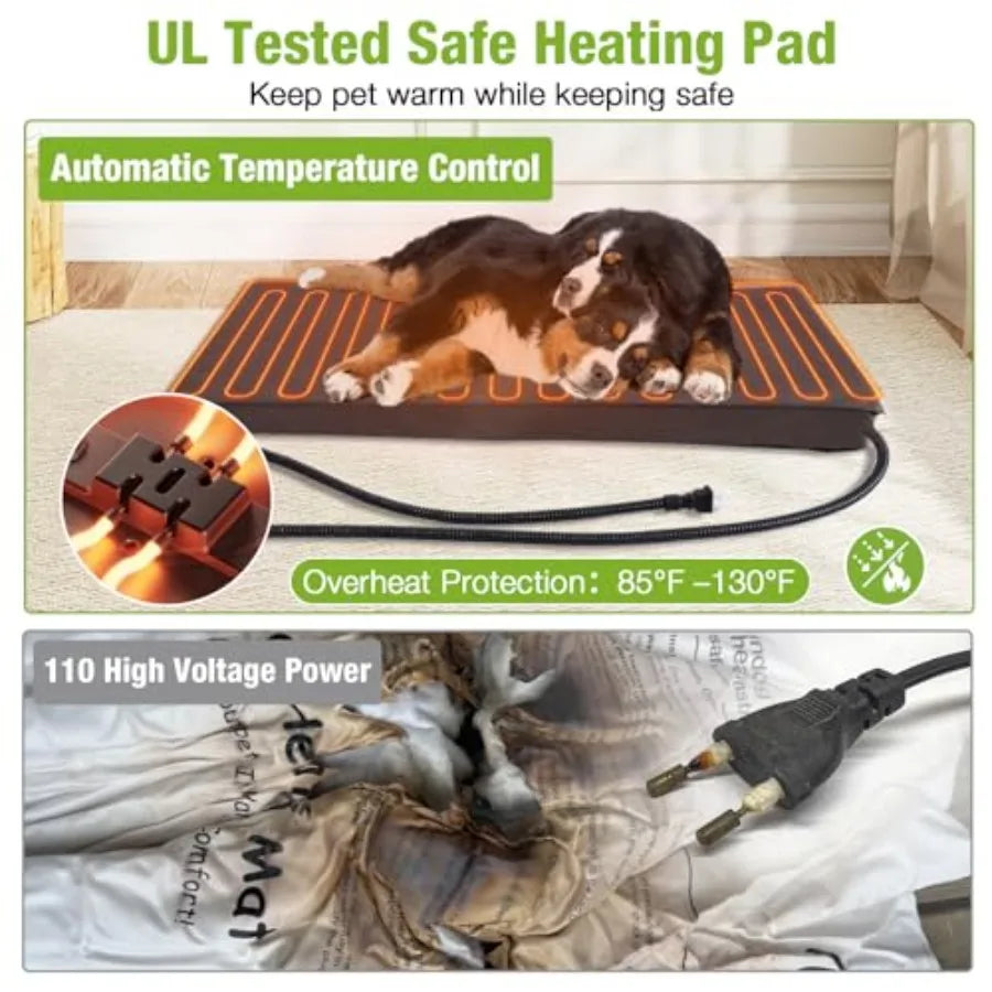 44.6 L Large Heated Dog House Outdoor Insulated Thermostat-Controlled Heating Pad Metal Frame