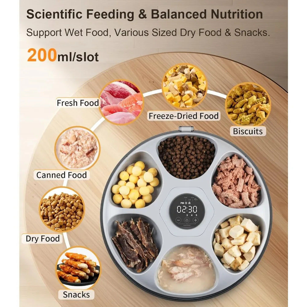 Automatic Feeder Cordless Auto Cat Food Dispenser for Wet Moist Food with 4 Ice Packs Rechargeable