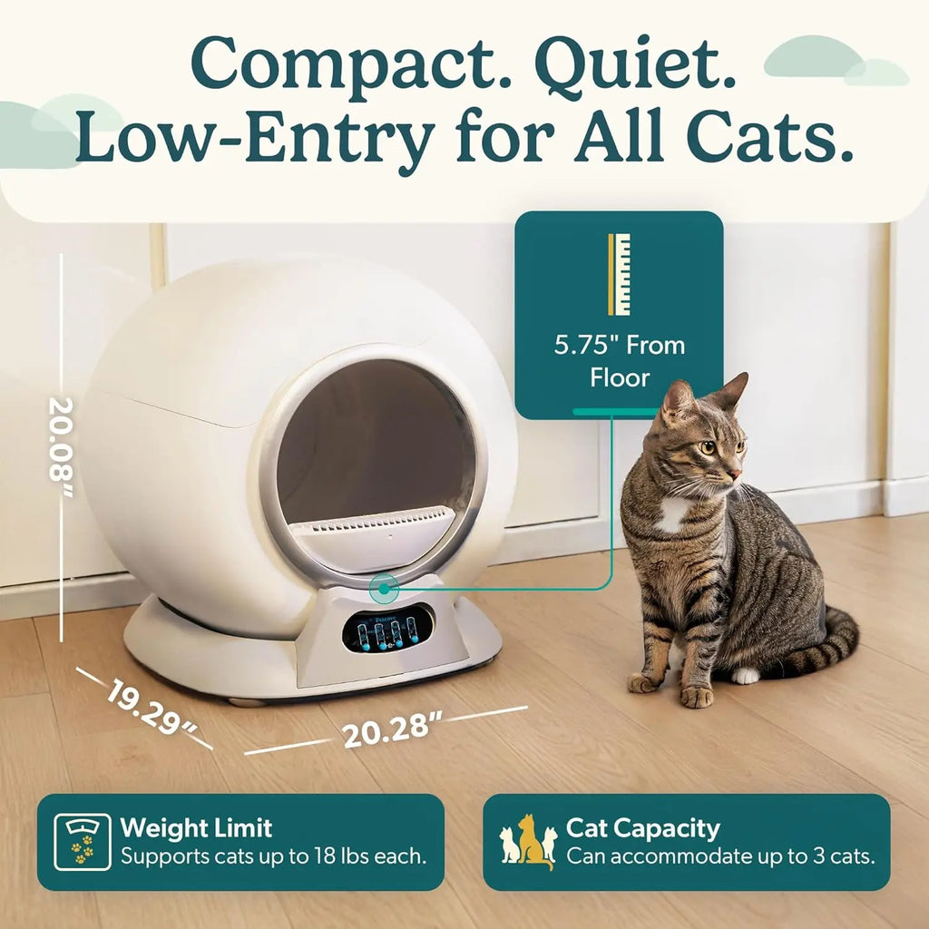 Automatic Self-Cleaning Litter Box for Multiple Cats - XL Capacity, Quiet Operation, Odor Control & App Control