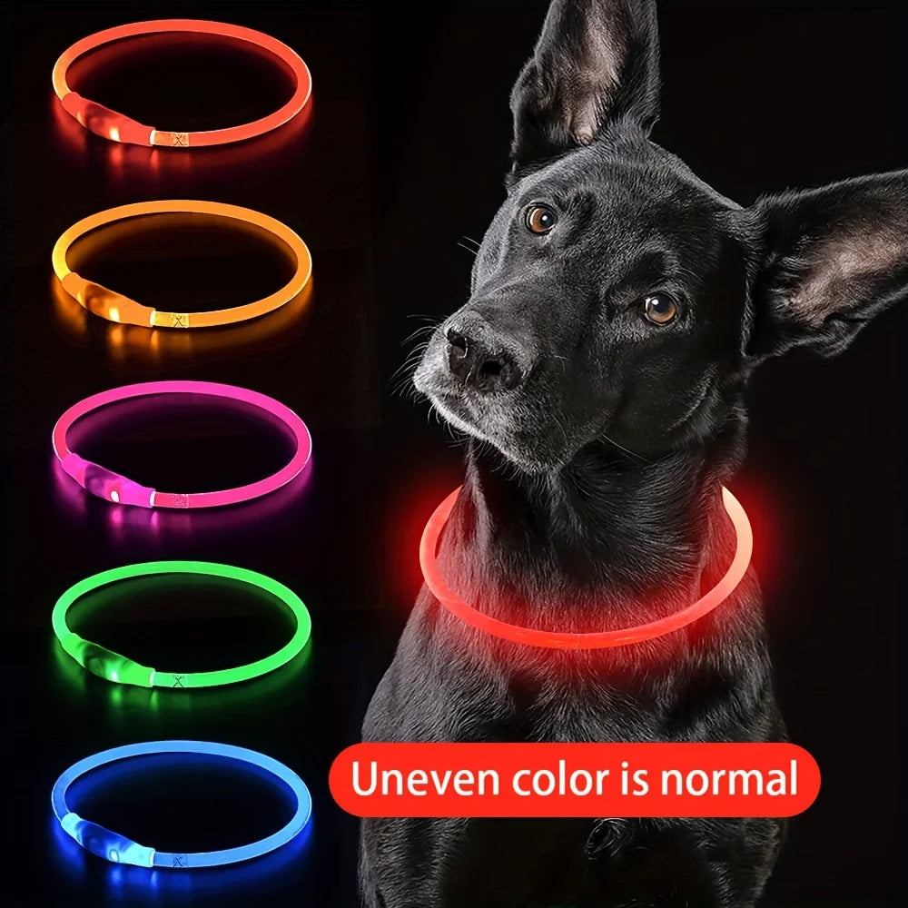Pet Dog LED Light Collar Luminous Anti-Lost Dog Collar USB Rechargeable