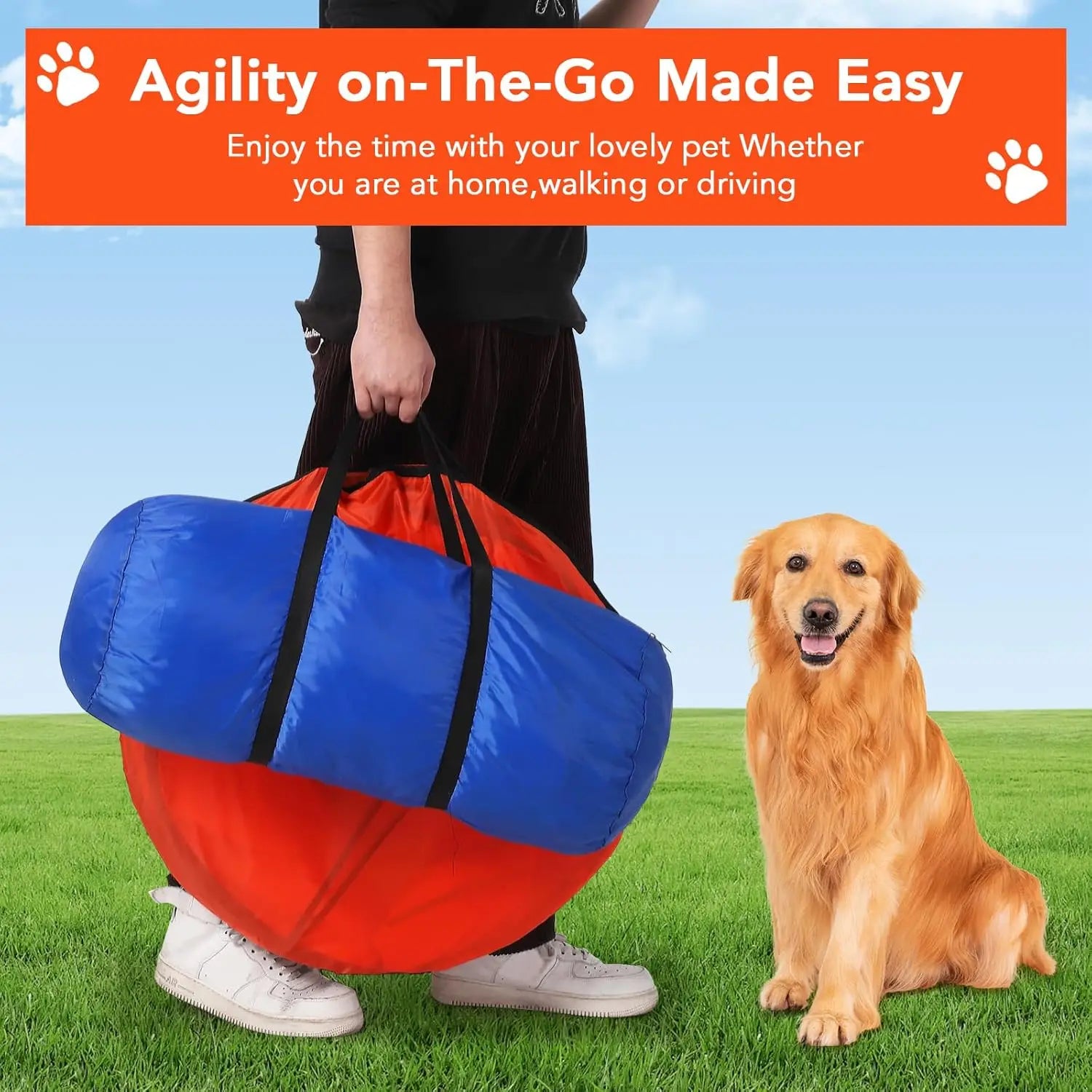 87 Pcs Dog Agile Training Equipment Set Obstacle Course Kit with 70" Tunnel