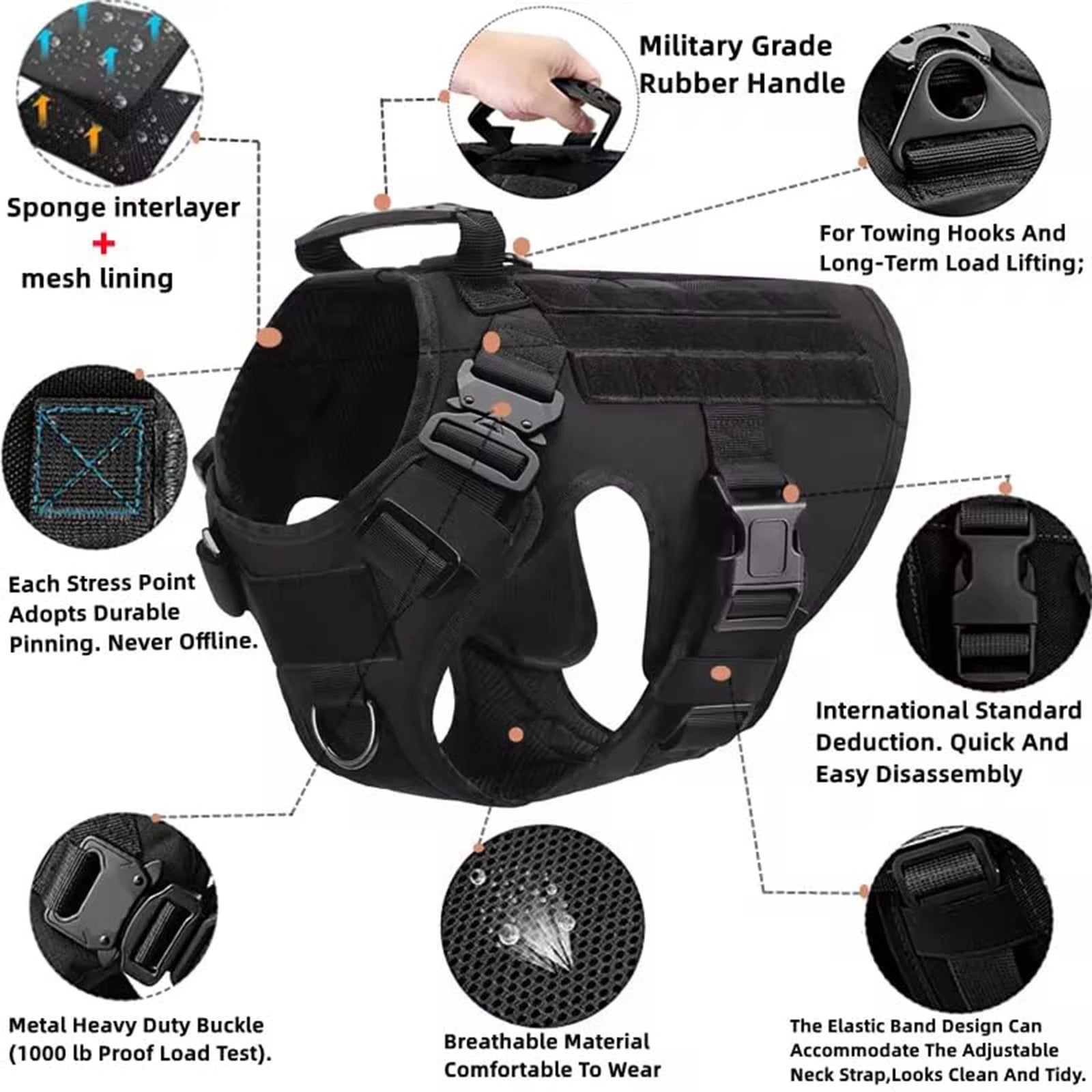 Tactical Dog Harness Pouches For Medium Large Dogs Harnesses