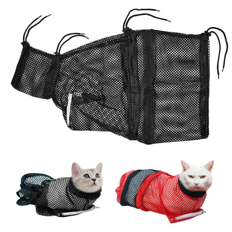 Cat Bathing Grooming Shower Bag Adjustable Cat Restraint Bag Anti Scratching For Bathing Nail Trimming Ears Clean