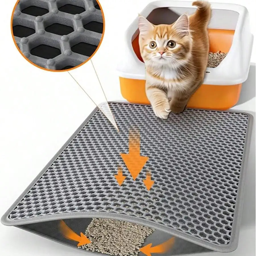 Extra-Large Double-Layer EVA Cat Litter Mat Non-Slip Washable Litter Trapping