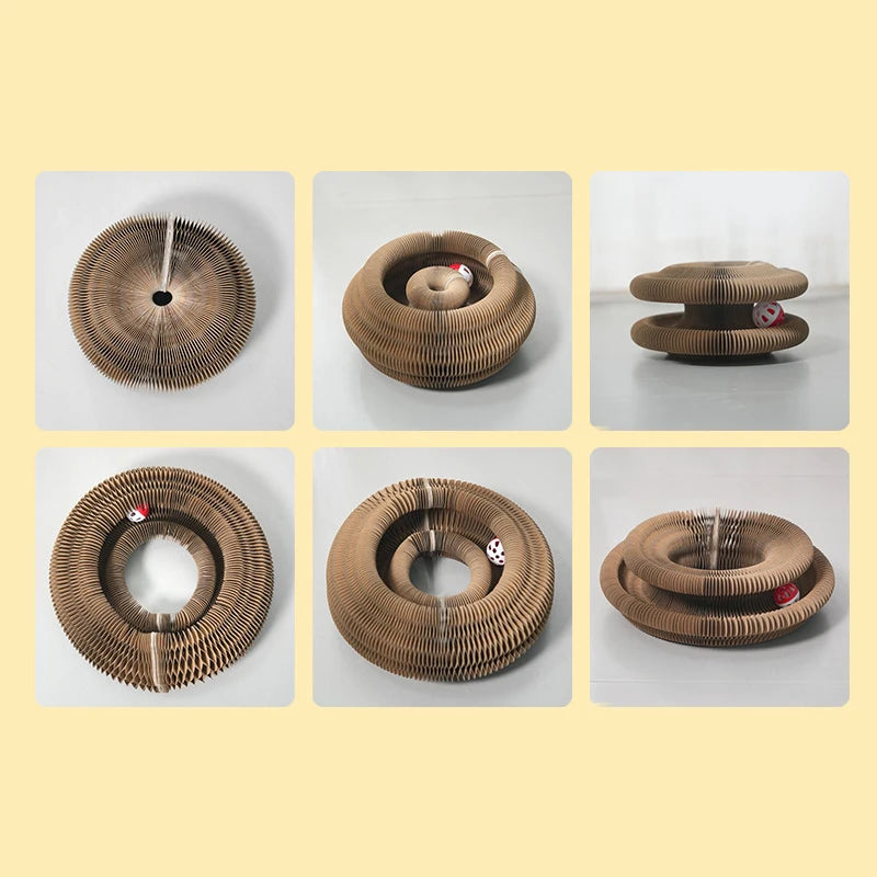 Magic Cat Scratch Organ Board Cat Toy with Ball Cat Grinding Claw Cat Climbing Frame Kitten Round Corrugated