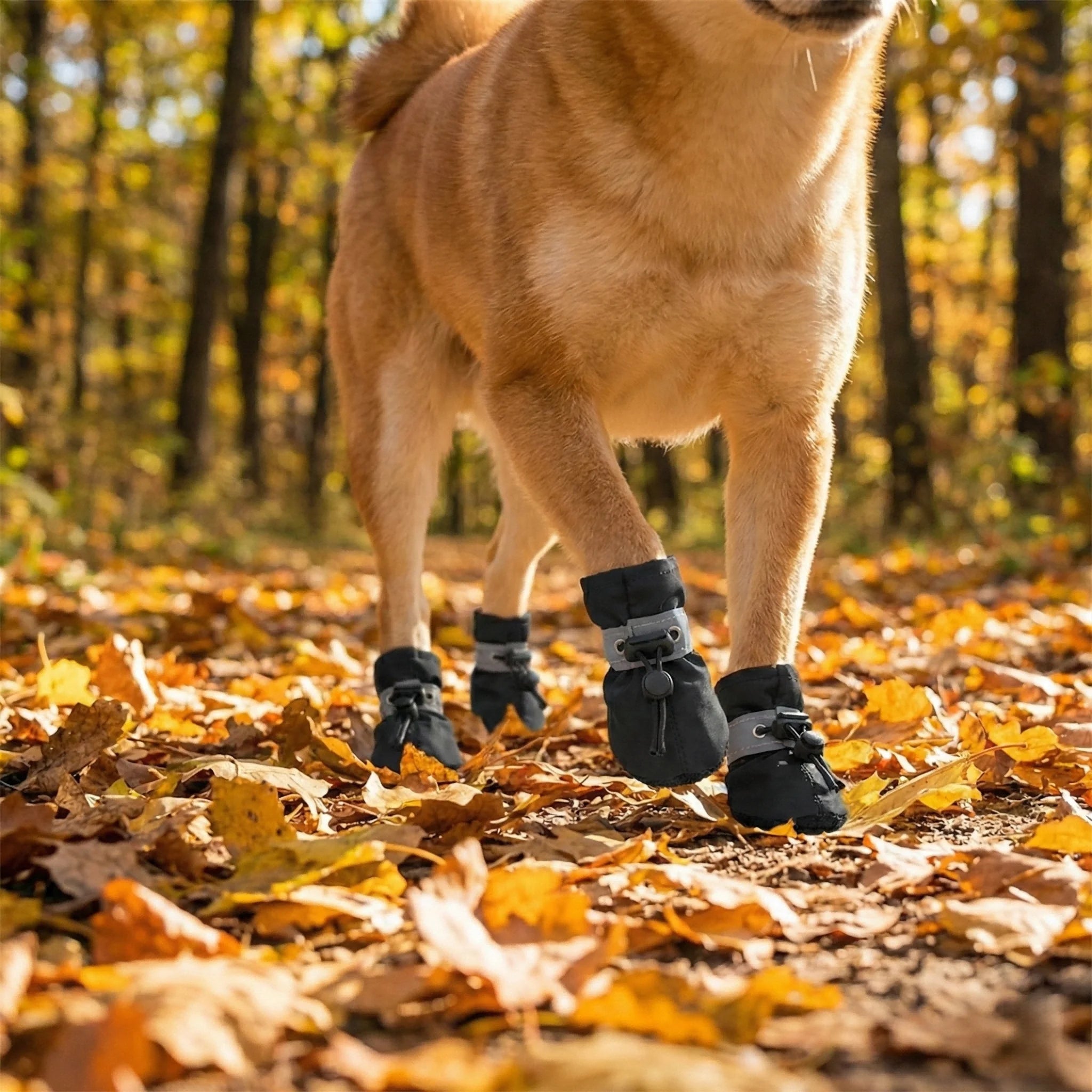 4Pcs All-Weather Dog Shoes Waterproof Non-slip Reflective Adjustable Pet Boots for Small Medium Dogs Winter Snow