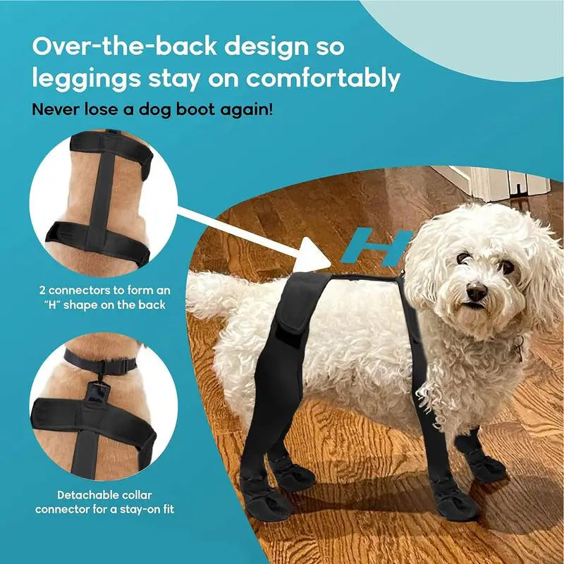 Dog Suspender Boots Waterproof Paw Protectors Soft Puppy Boots Non-slip Dog Winter Shoes Adjustable
