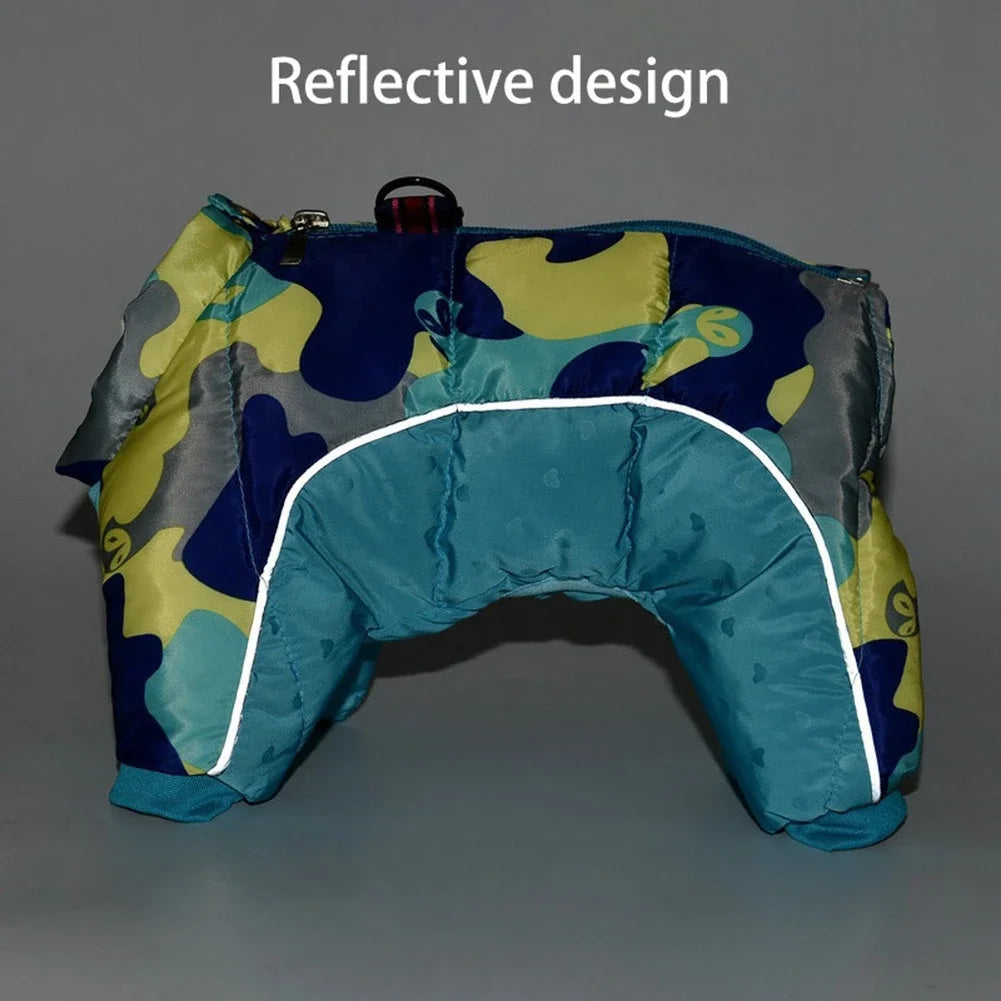 Fullbody Small Dog Coat Warm Fleece Puppy Jacket Dog Winter 4-Leg Puffer Coat Reflective Turtleneck Dog Snow Jacket Snowsuit