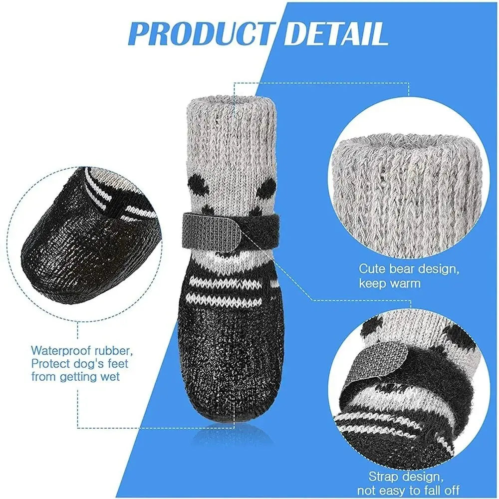Autumn Winter Socks Waterproof Cats Dogs Rubber Socks Non-slip Dog Rain Snow Boots  Warm Socks