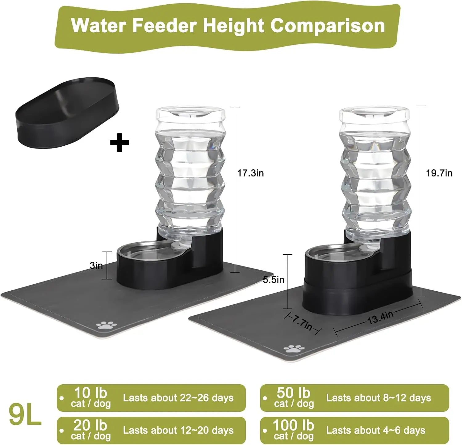 Upgraded Automatic Dog Water Dispenser: 9L Large Stainless Steel Pet Feeder with Filter, Includes Extras