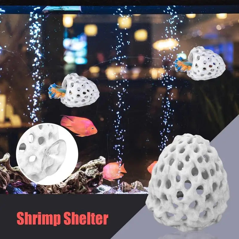 Small Aquarium shrimp house Cave Mini Porous Betta House Fish Hiding Spots Shrimp Shelter Shrimp breeding nest