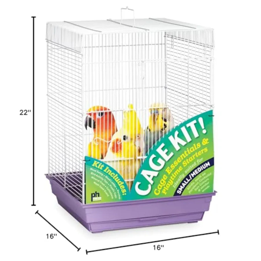 Square Roof Bird Cage Kit White and Purple 5 8 Ideal for Indoor and Outdoor Aviary Setup Durable