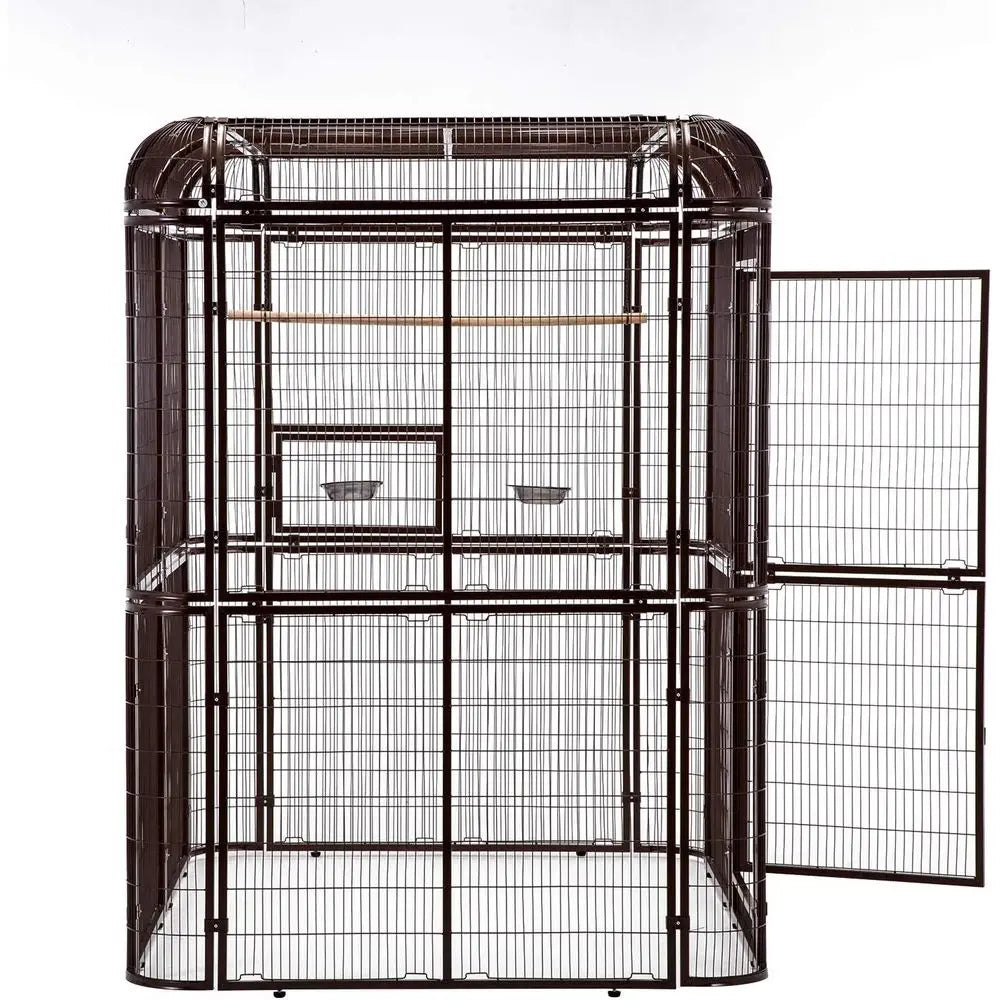 Sturdy Outdoor Aviary for Large Birds - Heavy Duty Parrot, Conure, Lovebird Cage in Brown