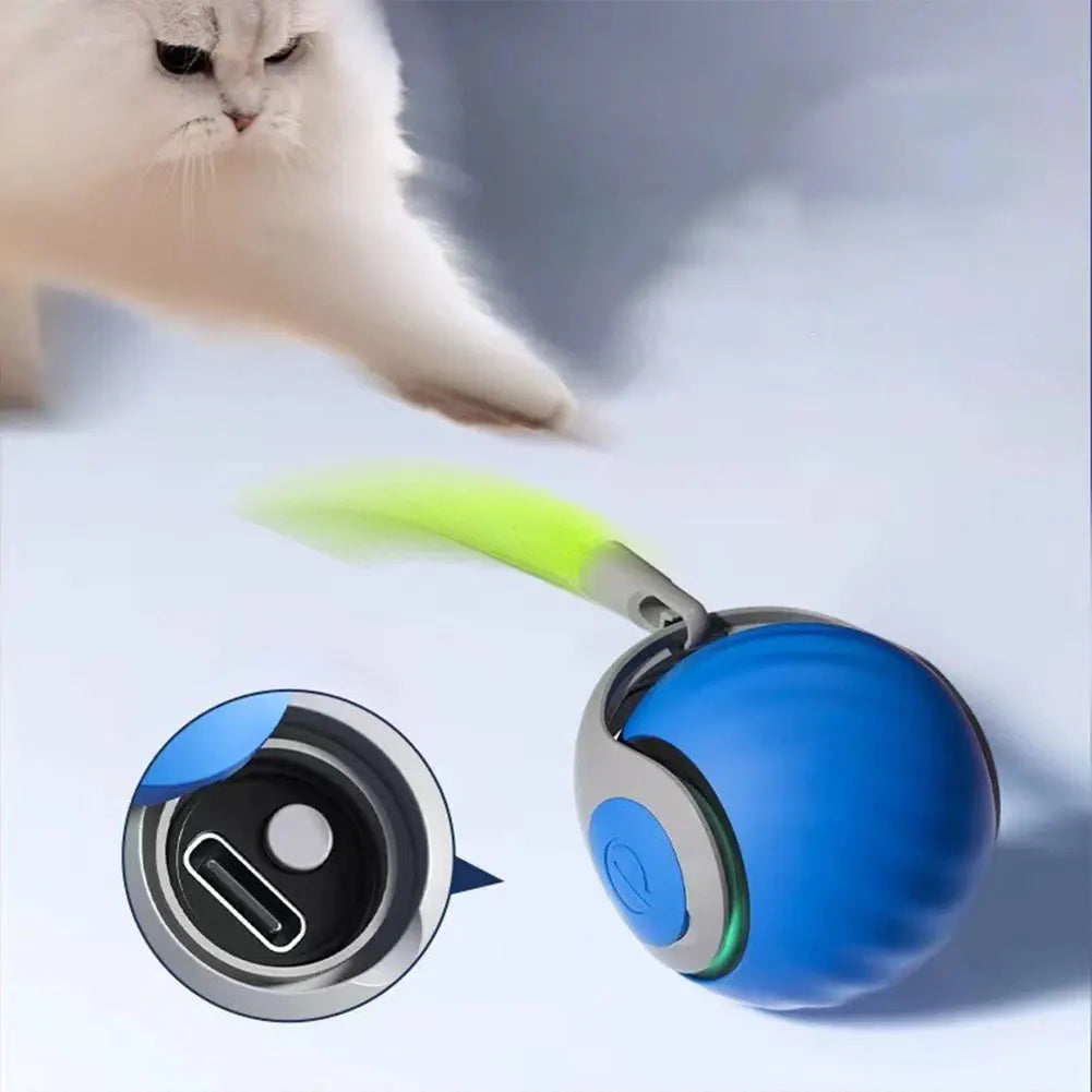 Automatic Moving Cat Toy Ball Smart Cat Toys USB Rechargeable Smart Cat Toys