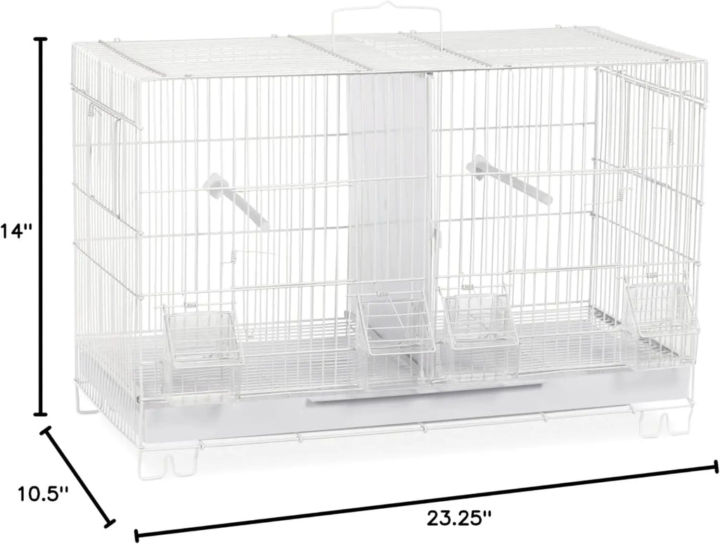 Compact White Bird Breeder Cage for Finches & Canaries, Stackable Design with Nest Box