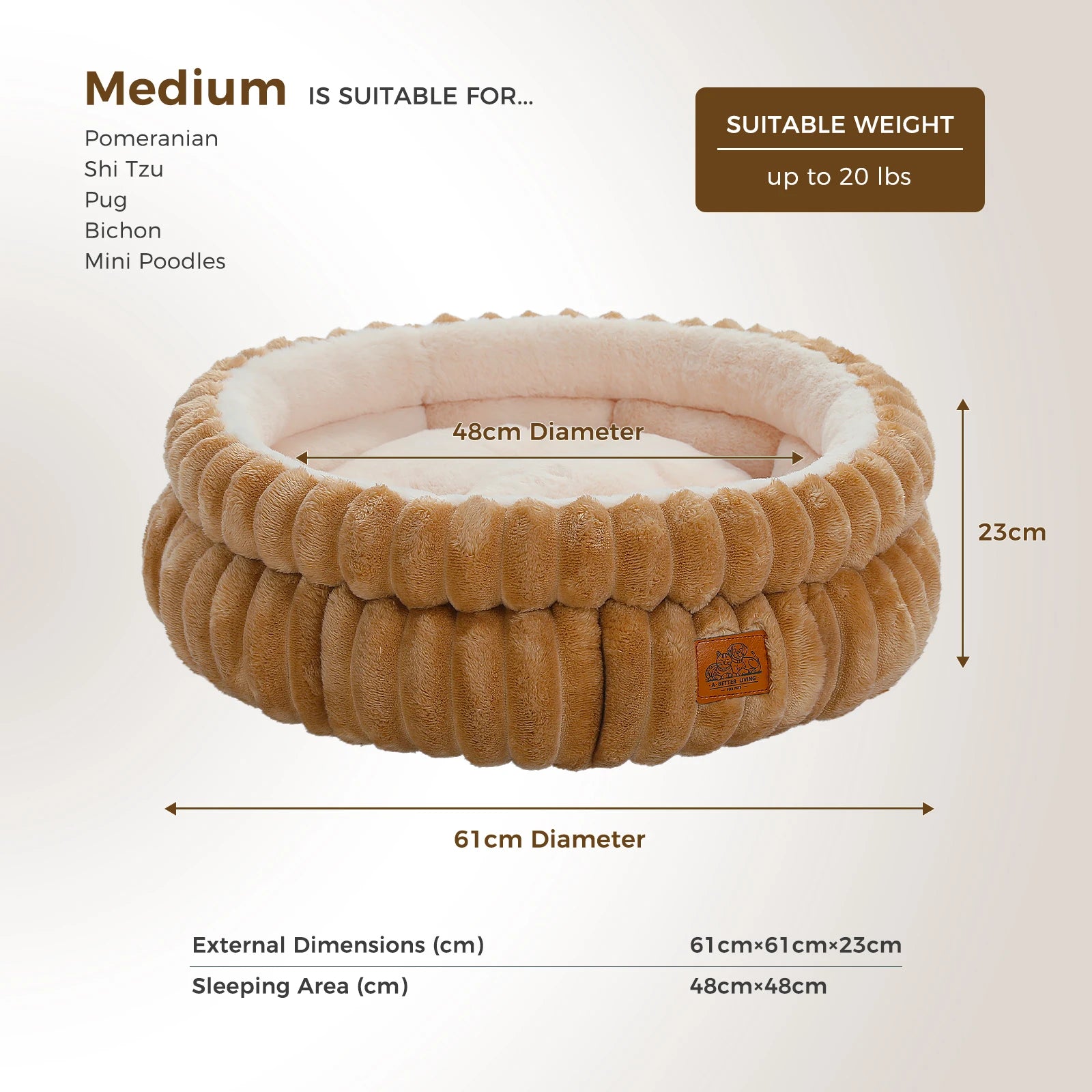 Dogs Cozy Cat Bed for Indoor Cats Washable Round Pet Bed House with Anti-Slip Bottom Suitable for All Seasons