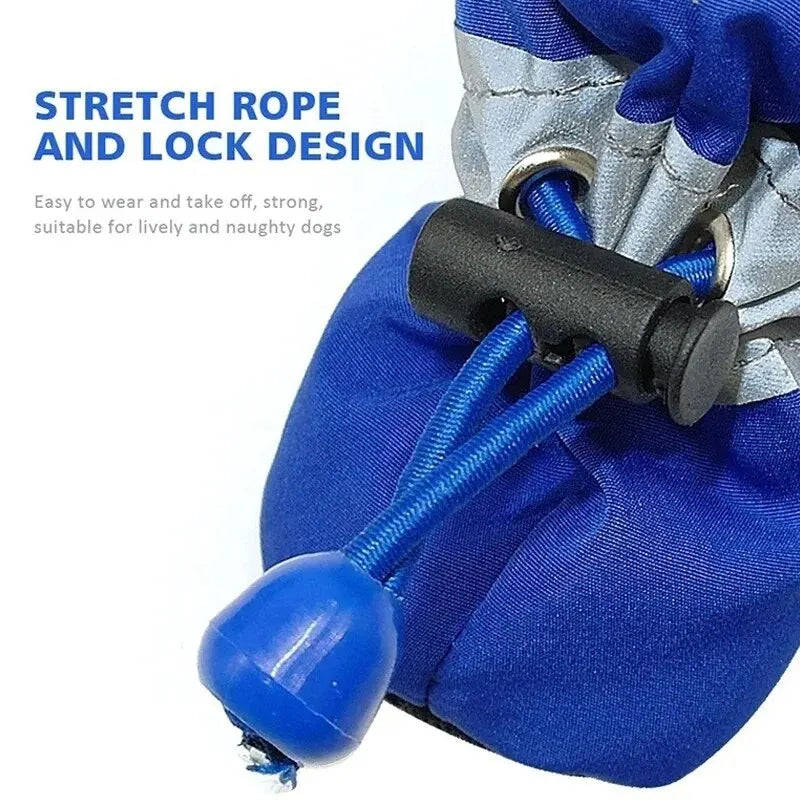 4pcs/set Waterproof Antiskid Winter Warm Plus Velvet Anti-slip Rain Snow Boots For Small Dog Cats Snow Socks