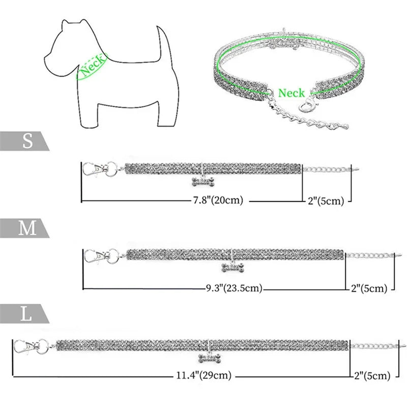 Bling Rhinestone Dog Collar Crystal Puppy Chihuahua Pet Dog Collars Leash  S M L Pink