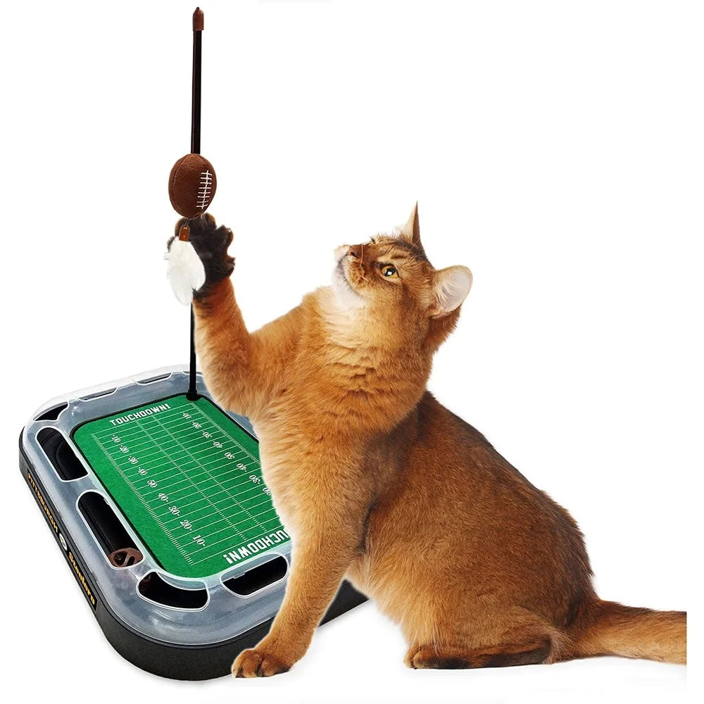 NFL Pittsburgh Steelers Cat Scratcher Toy with Catnip Rolling Ball Plush Feather Interactive Toy Cats