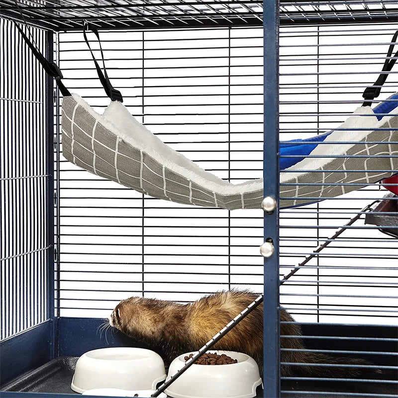 Cat Hanging Hammock with Adjustable Straps Double-Sided Pet Cage Hammock