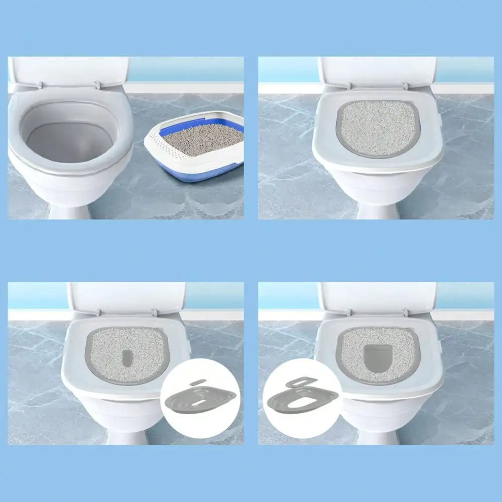 Closed Foldable ABS Cat Toilet Training Seat Pet Litter Box
