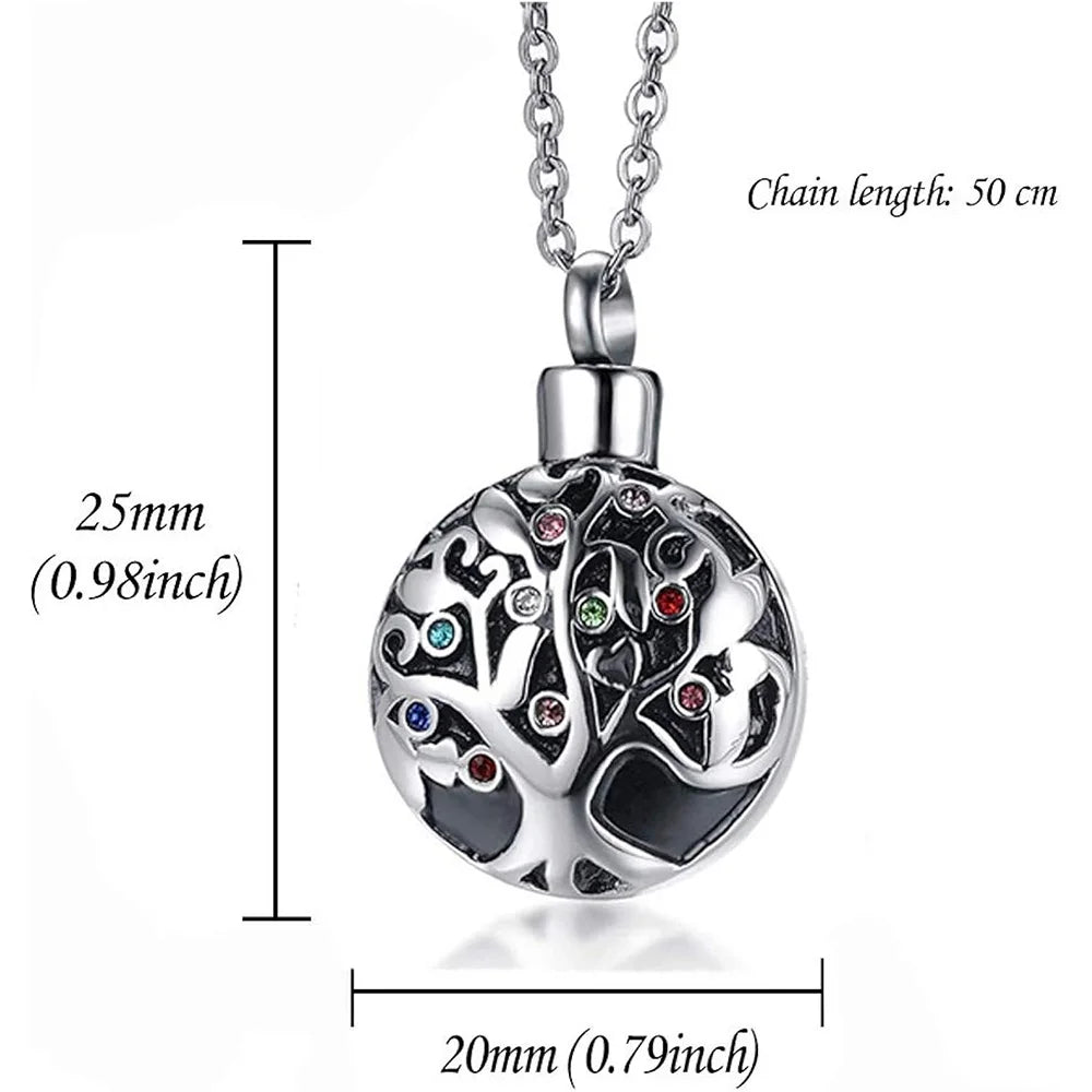 Tree of Life Cremation Jewelry for Ashes Memorial Ash Jewelry Pendant Keepsake Pet Lost Jewelry Stainless Steel