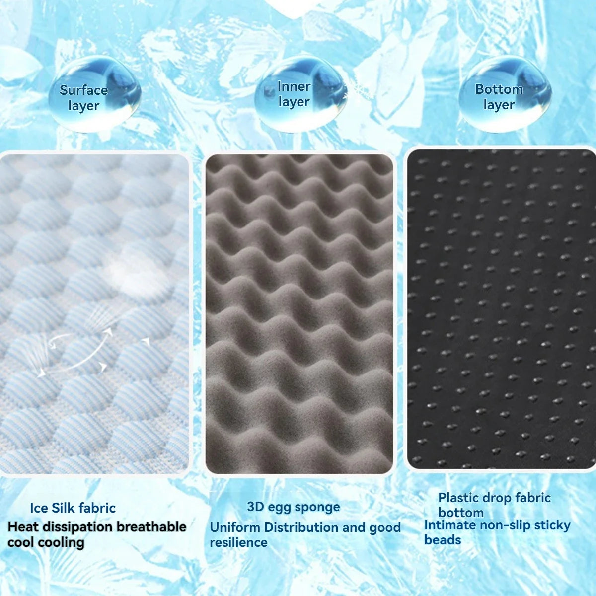 Breathable Spring Summer Cooling Large Dog Bed Ati-slip Cat Bed with Pillow Ice Silk Fabric